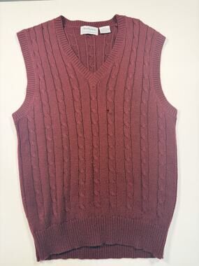 Men’s Vintage Size M Brian MacNeil Grunge Burgundy Cable Knit Sweater Vest